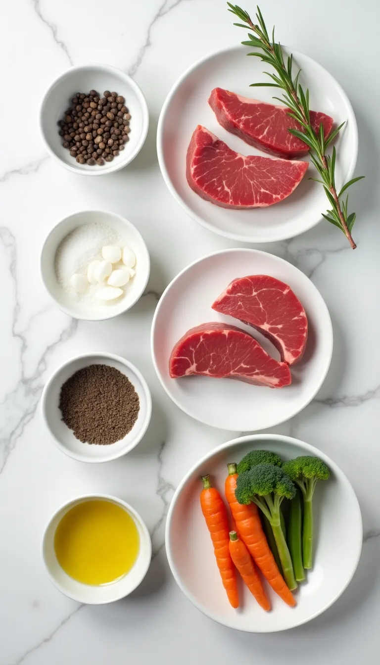 Bistec Mindbient con vegetales al vapor sobre un plato elegante