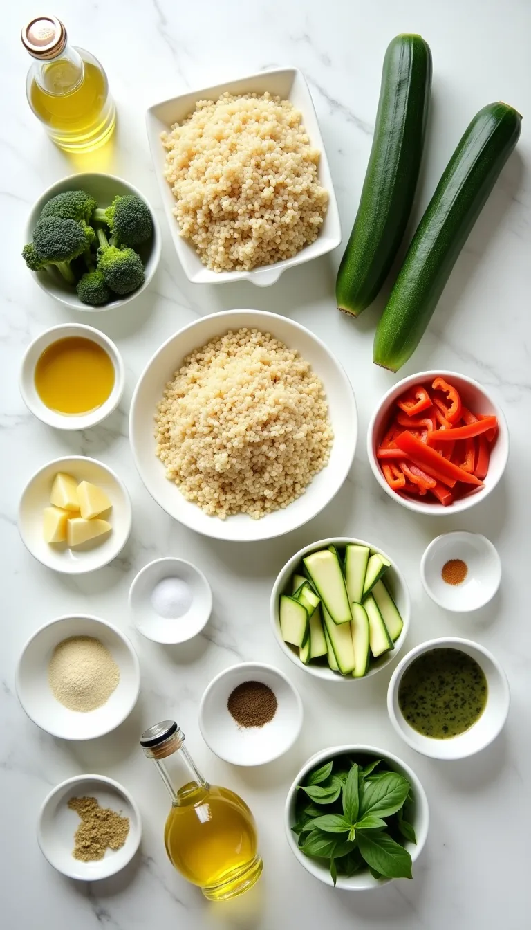 Delicioso tazón de quinoa con vegetales asados y vinagreta de hierbas