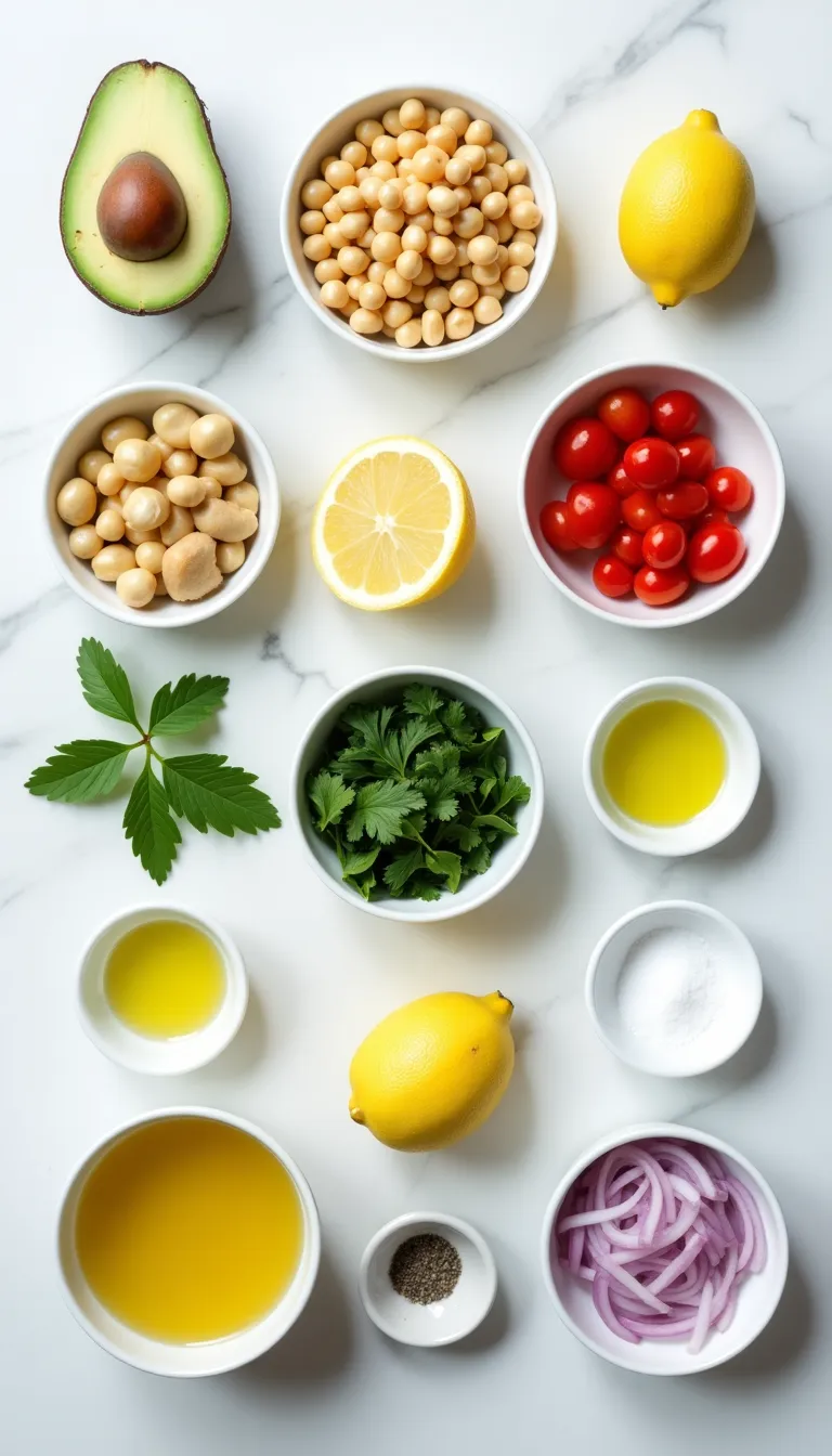 ensalada de garbanzos, aguacate y limón