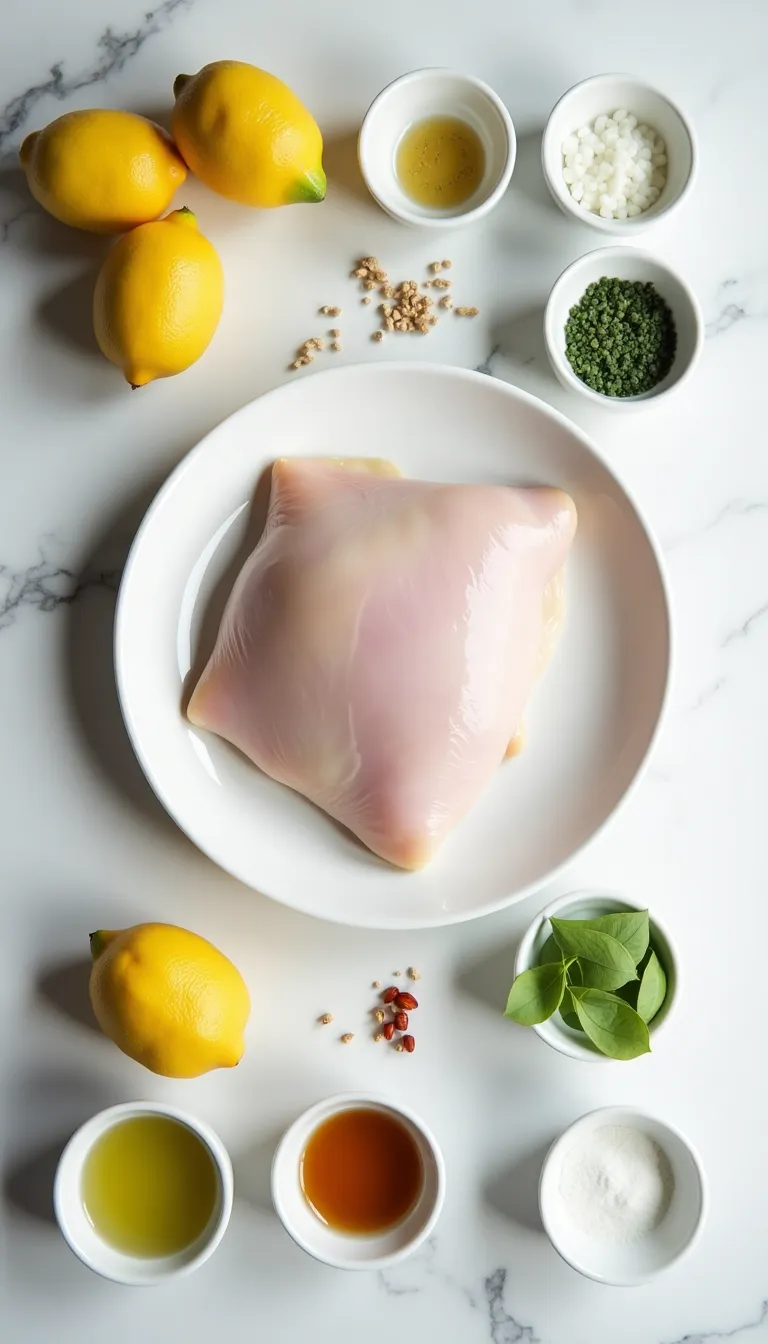 Pechuga de pollo al limón preparada y servida en un plato elegante.