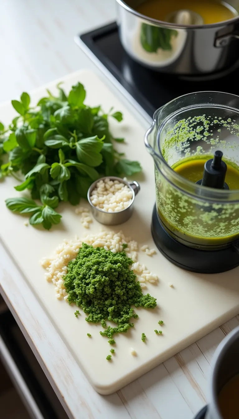 Ingredientes para arroz verde con hierbas frescas