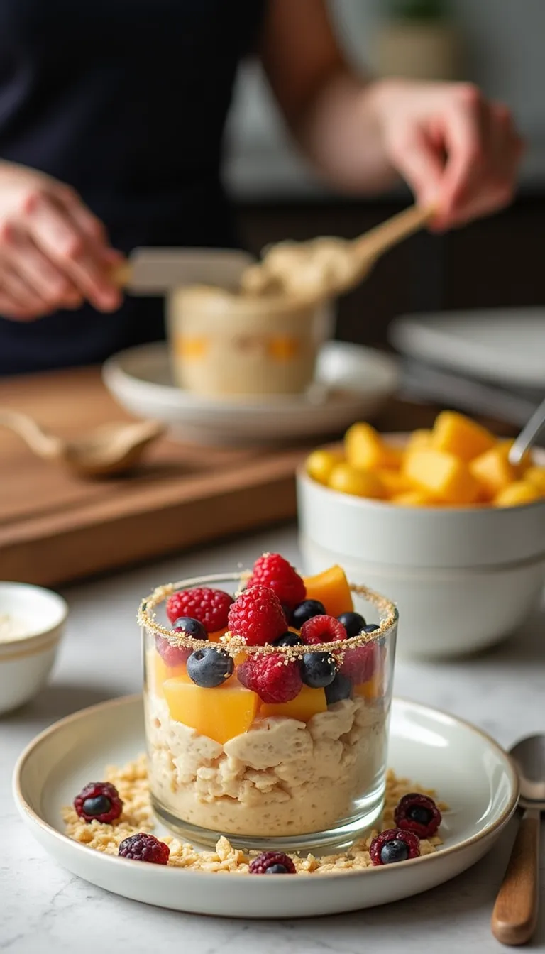 Avena nocturna con frutas y chía