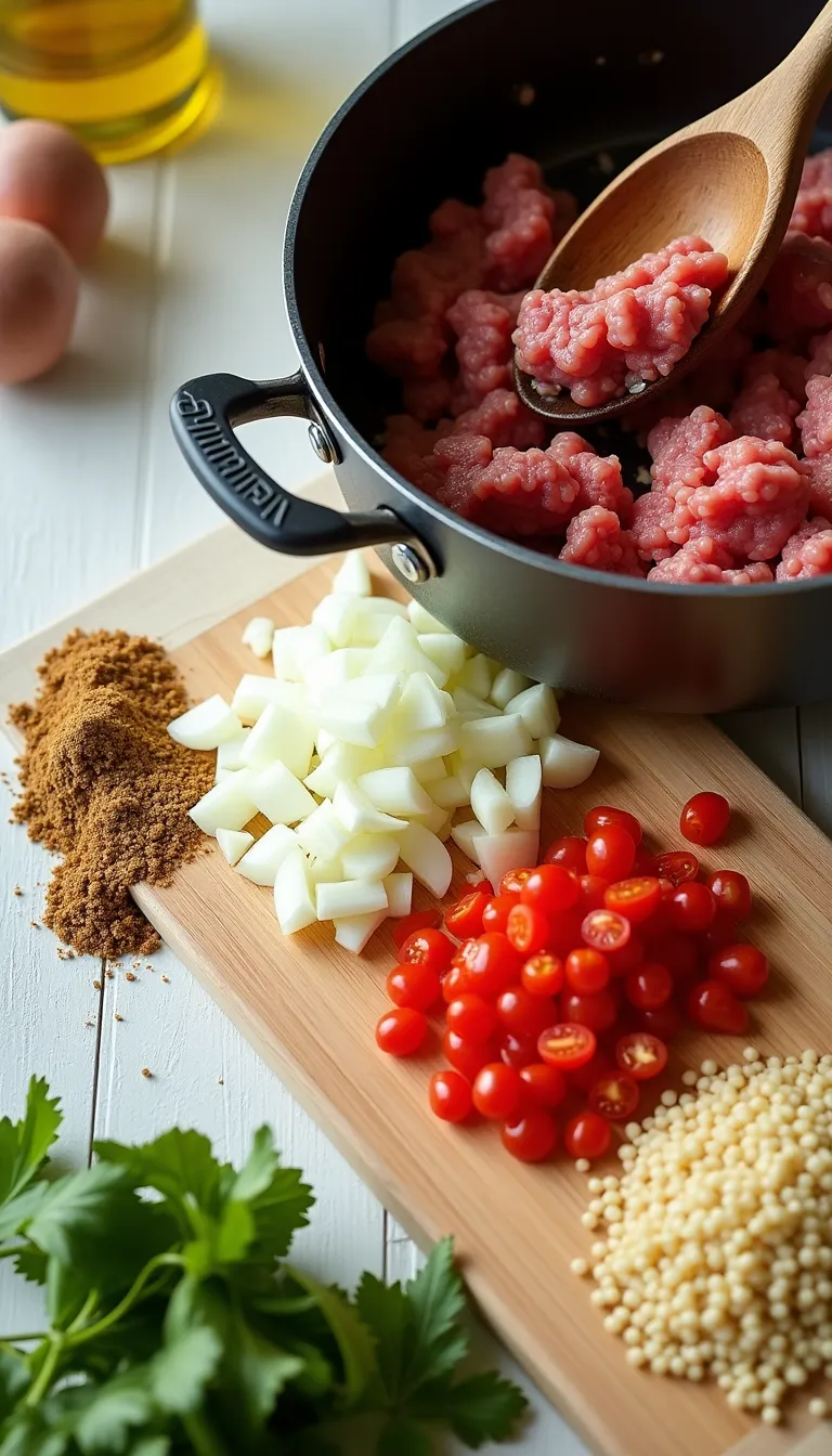 Preparación de carne molida con especias