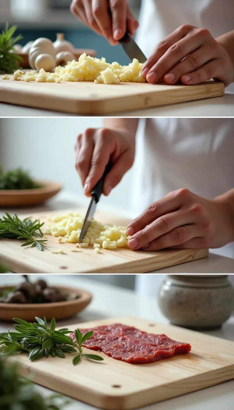 Ingredientes para el bistec Mindbient: ajo, romero, aceite de oliva y más