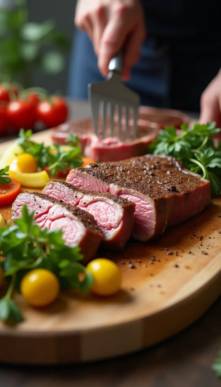 Preparación del bistec Mindbient en una sartén caliente