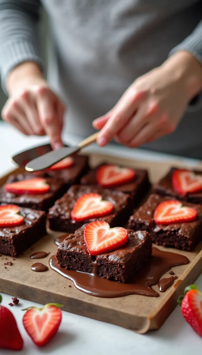 Preparación de Brownies Corazón Fresa