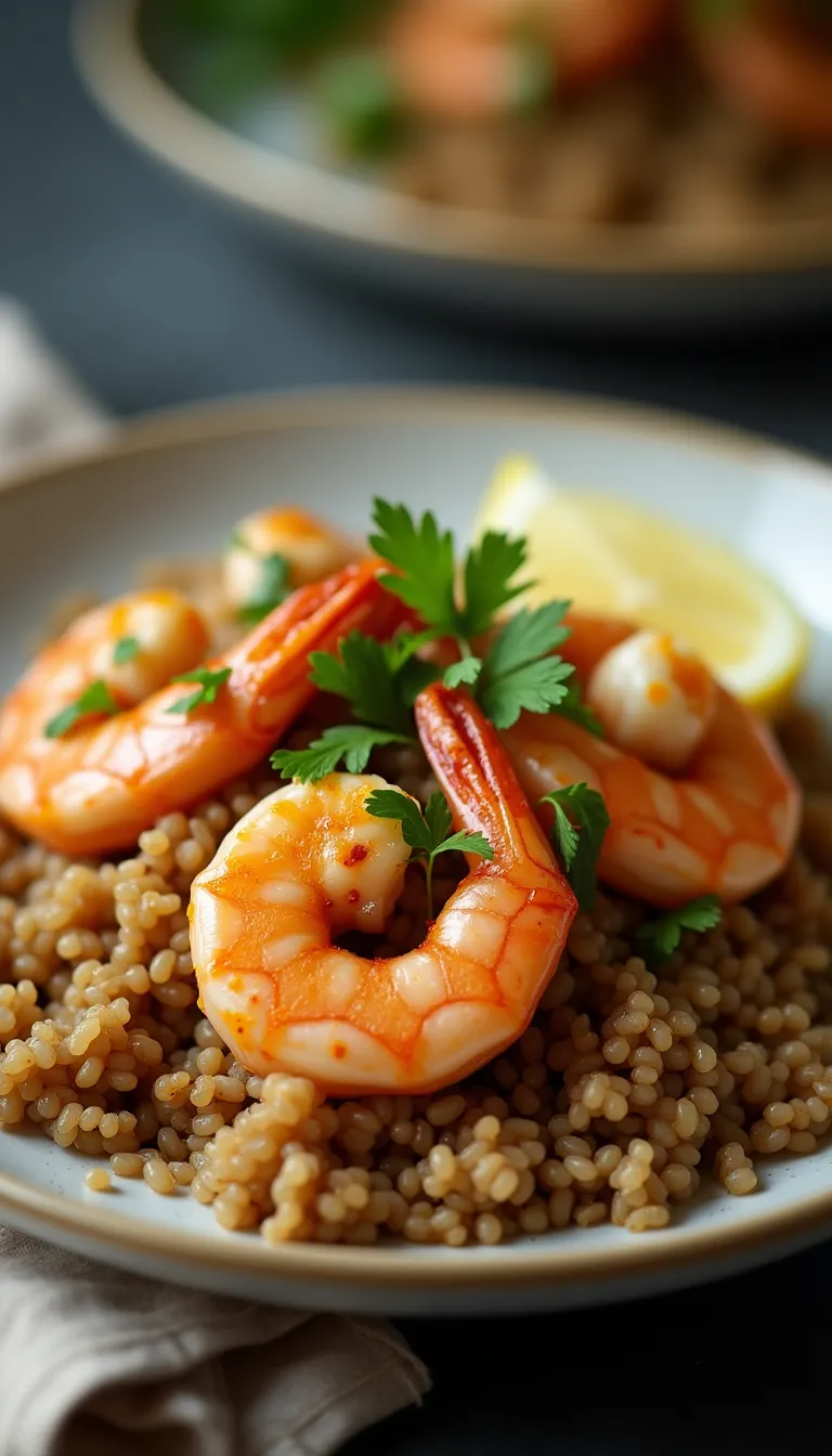 Camarones al ajillo emplatados elegantemente