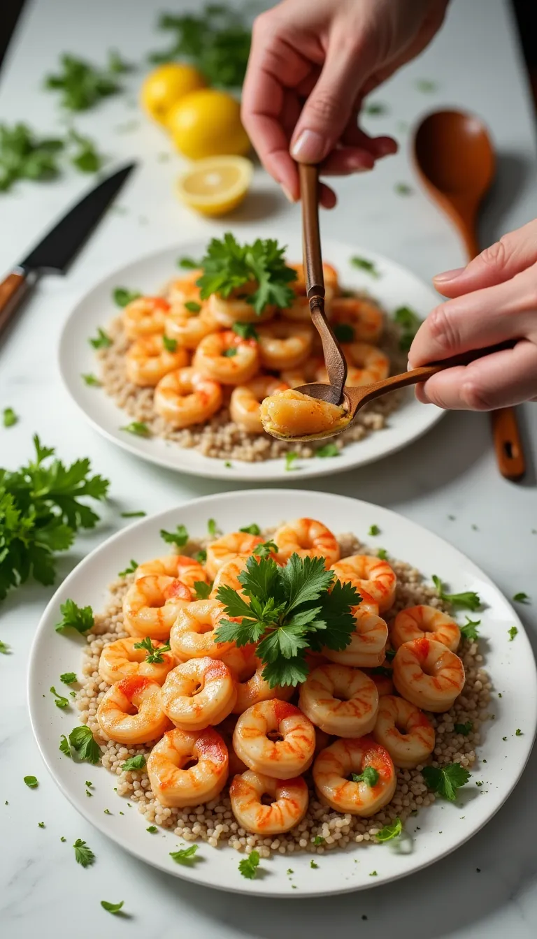 Preparación avanzando de la receta de camarones al ajillo