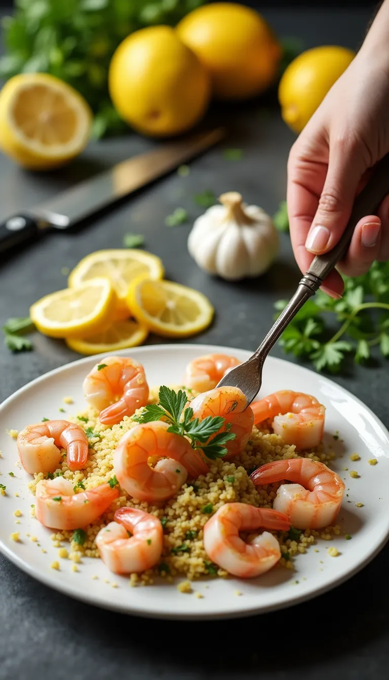 Camarones al ajo y limón cocinados