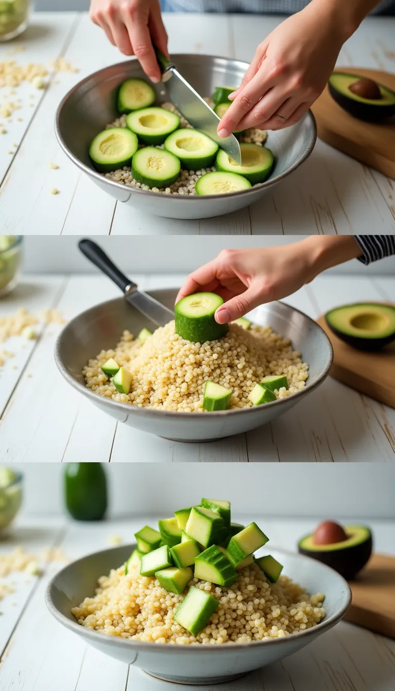 Ingredientes para ensalada de quinoa y aguacate