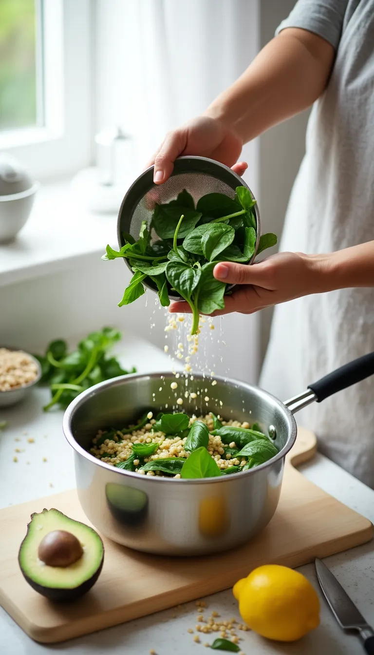 Ingredientes frescos para ensalada de quinoa y aguacate