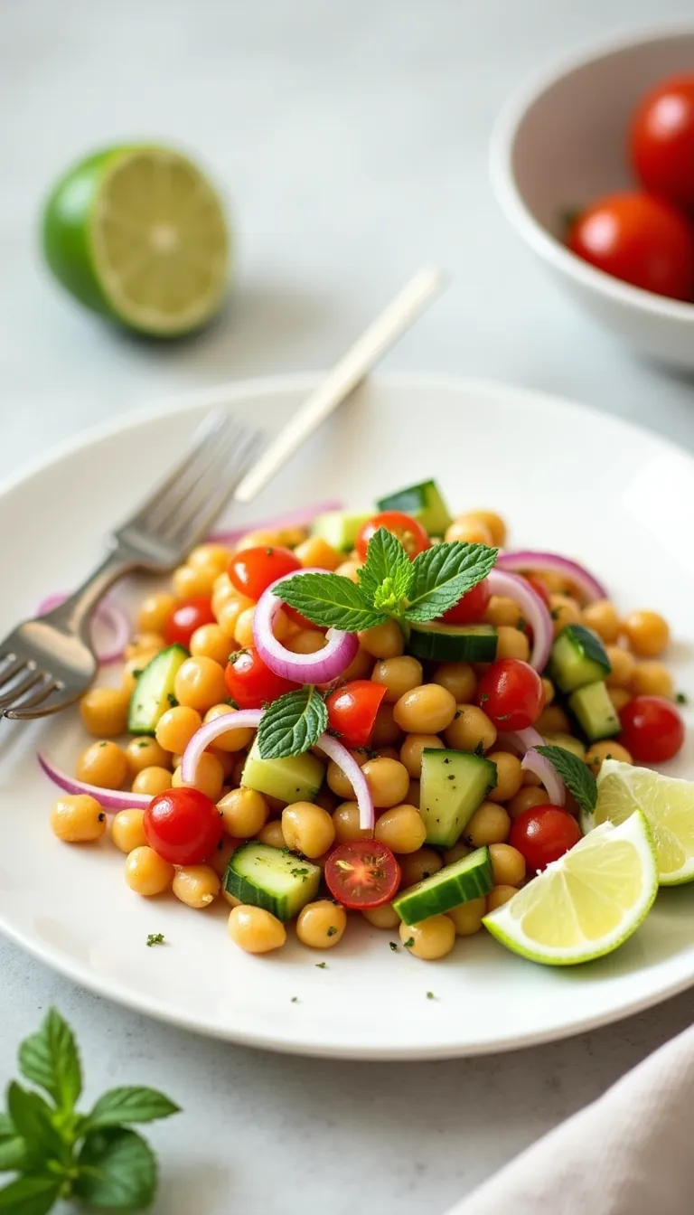presentación de ensalada de garbanzos