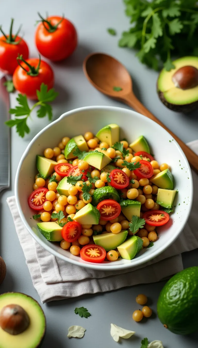 proceso de preparación de ensalada de garbanzos
