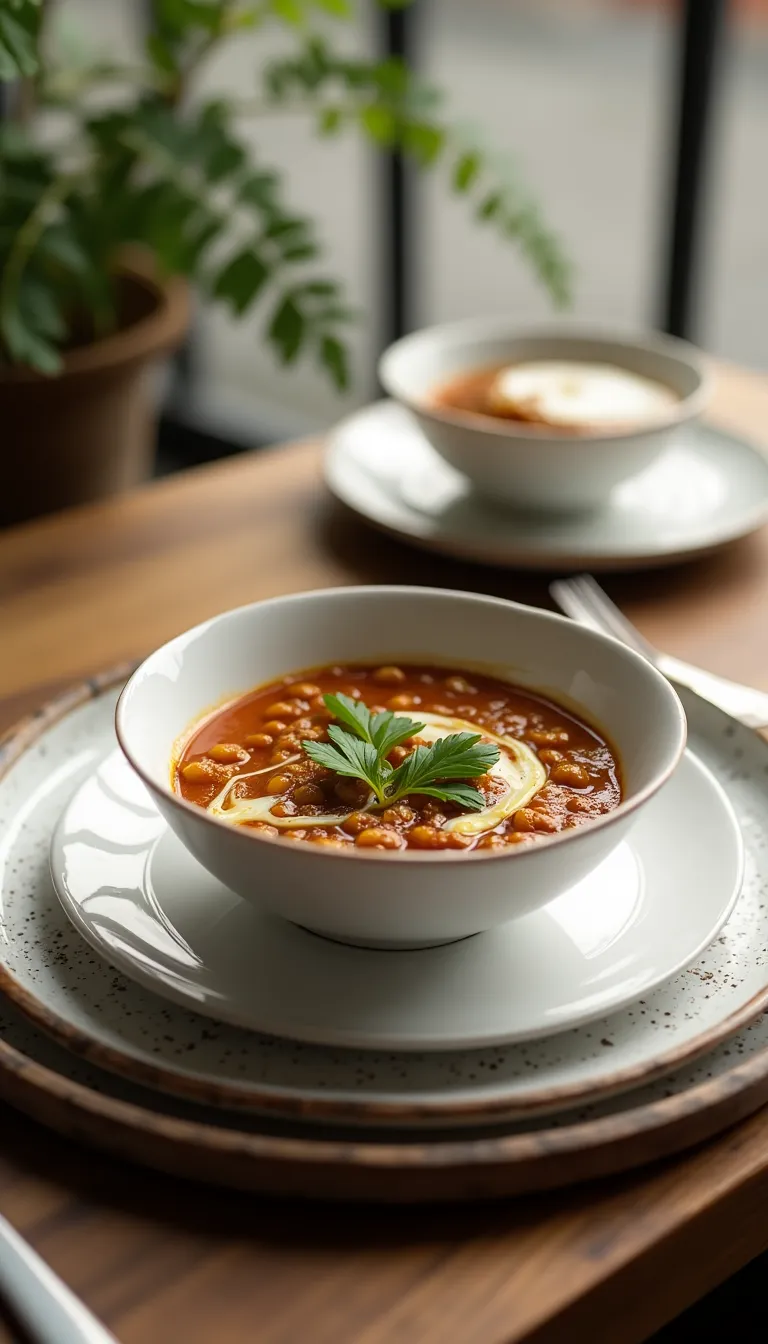 Plato finalizado de sopa de lentejas