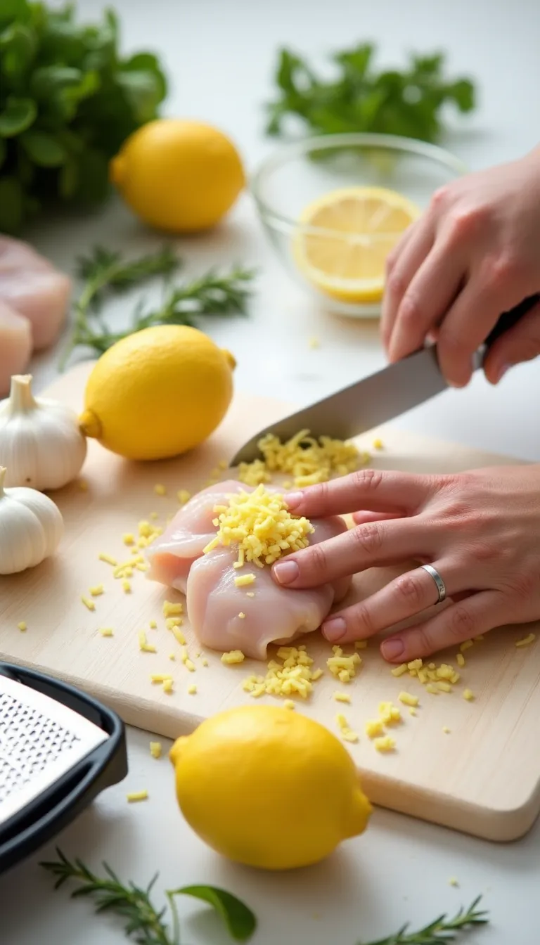 Ingredientes frescos para la receta de pollo al limón.