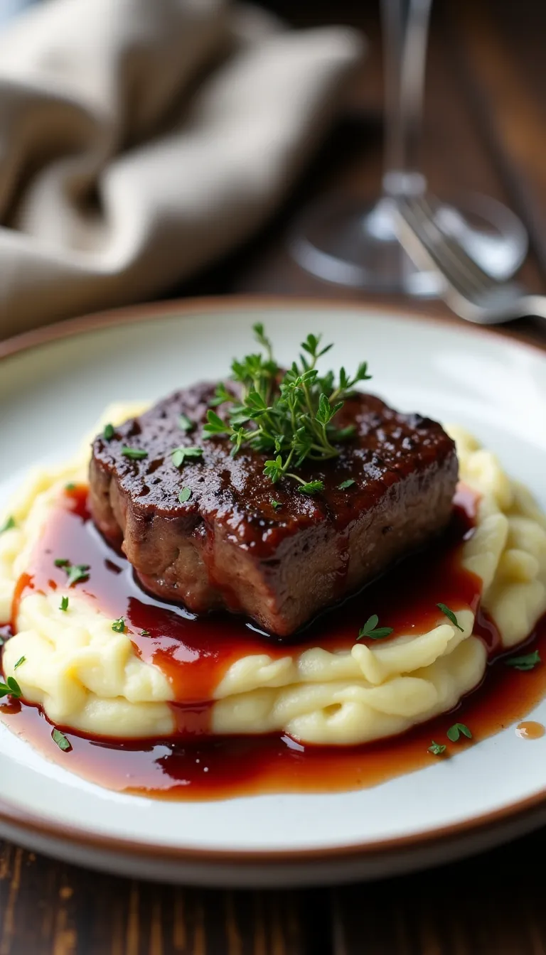 Presentación de Filet Mignon con Salsa de Vino Tinto
