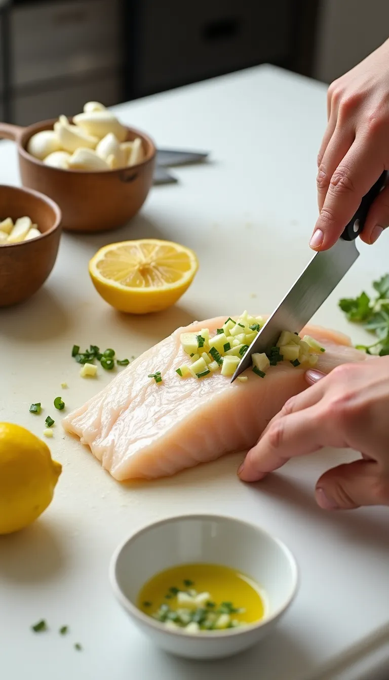 Ingredientes frescos para la receta de filete de pescado