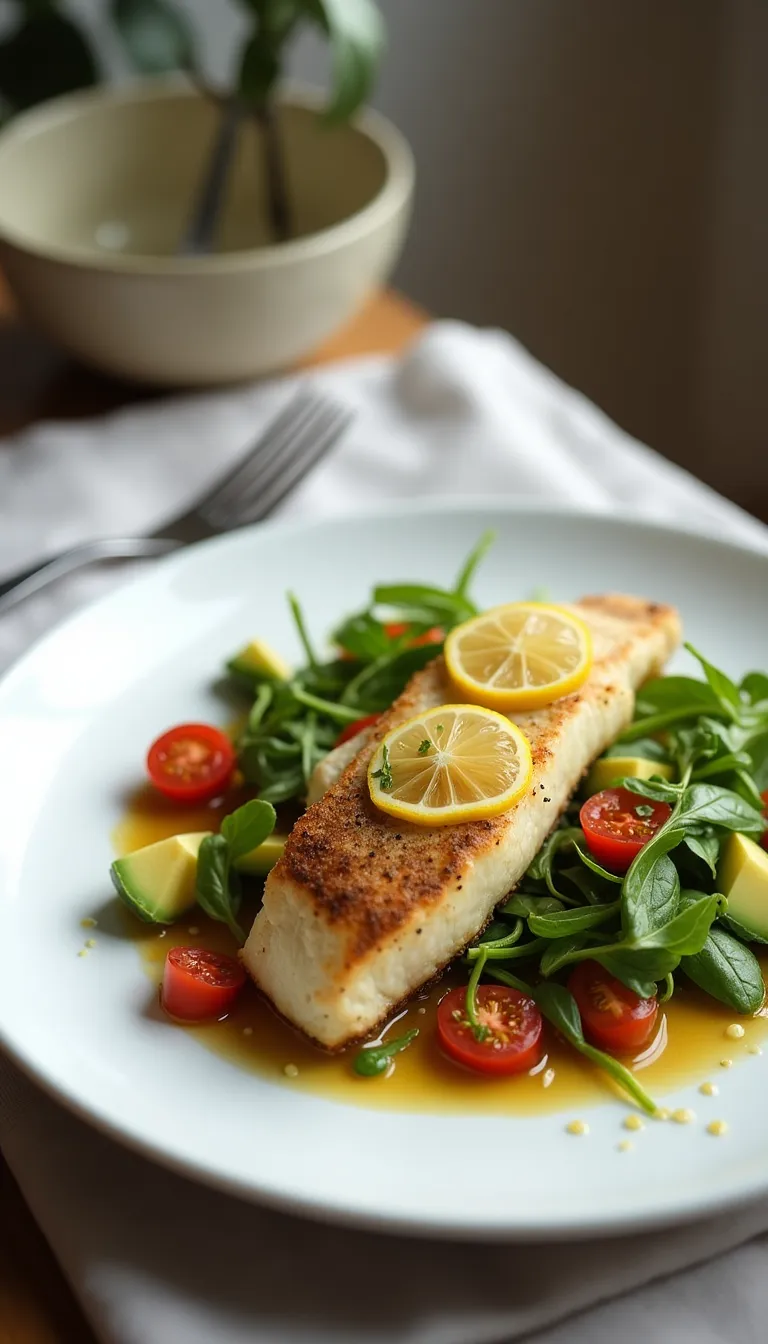 Elegante presentación del filete de pescado.