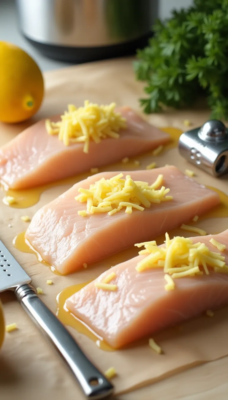 Ingredientes frescos para preparar el filete de pescado.
