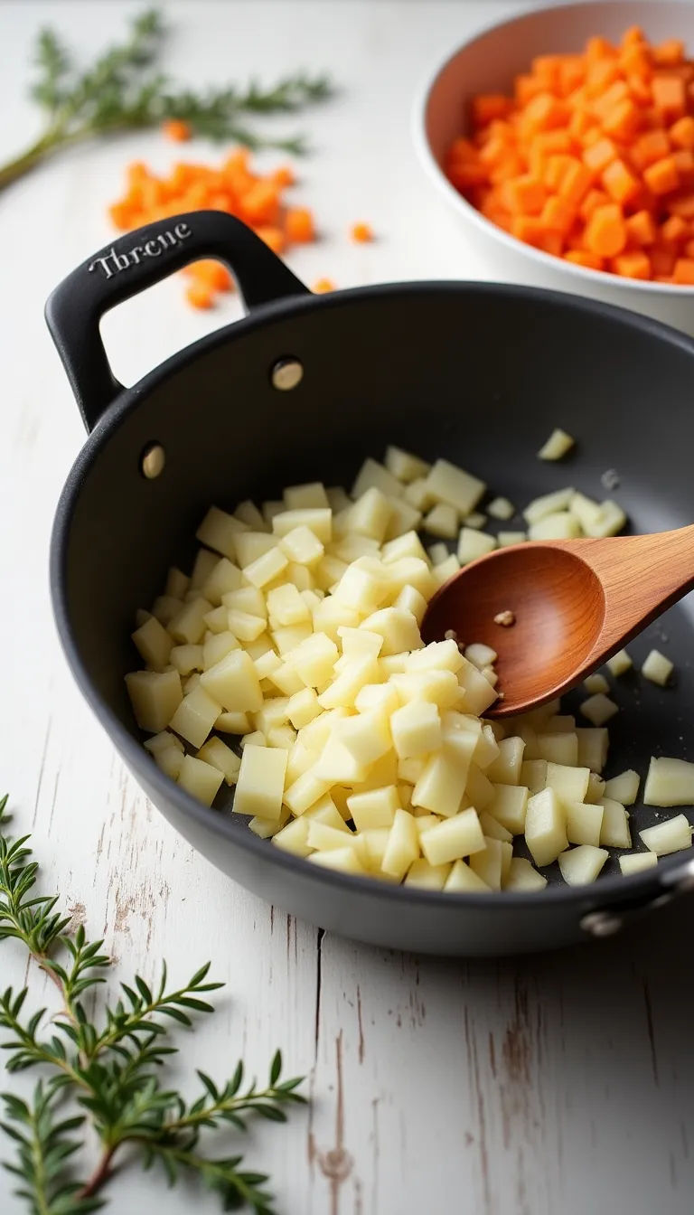 Ingredientes preparados para el guiso de lentejas