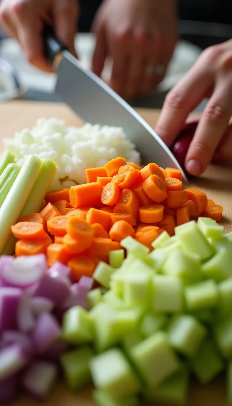 Preparación de ingredientes para guiso de lentejas