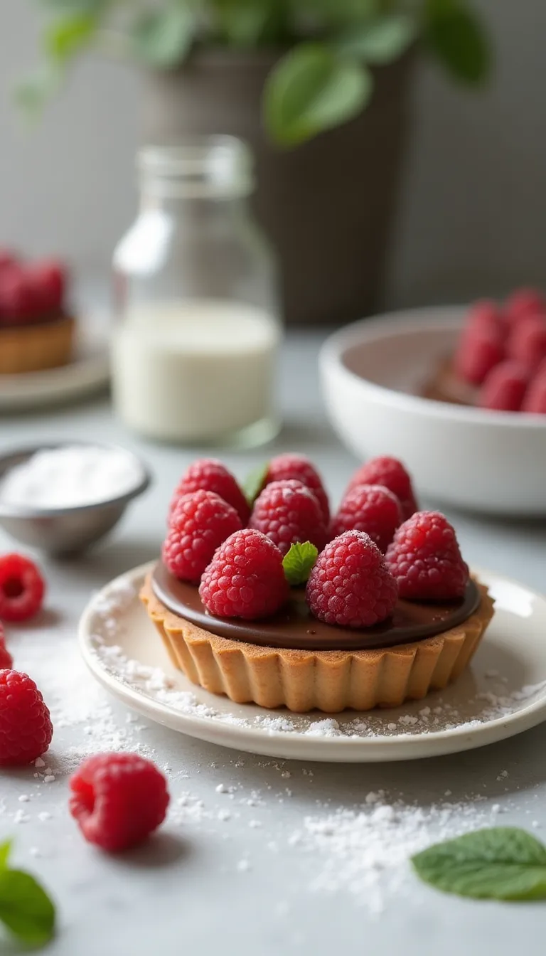 Preparación de las mini tartas de frambuesa y chocolate