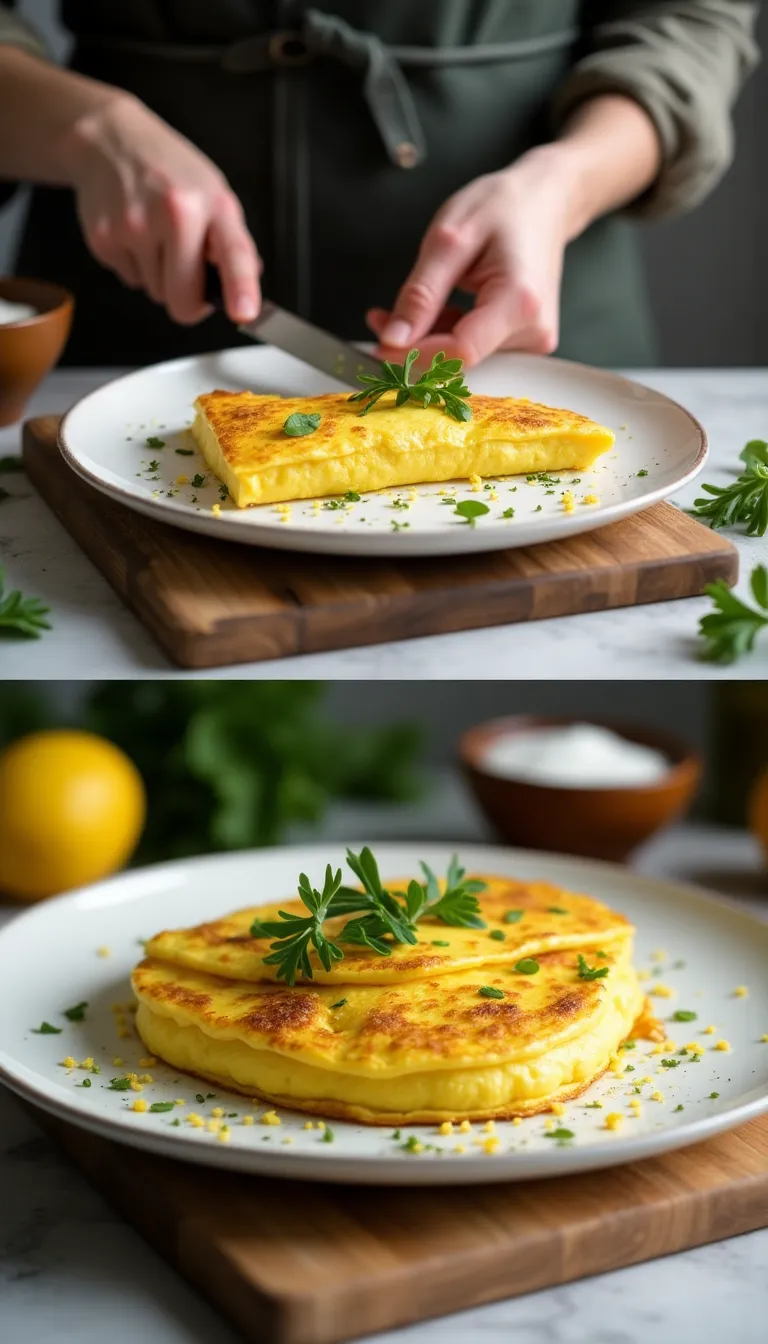 Omelette de espinacas y queso derretido