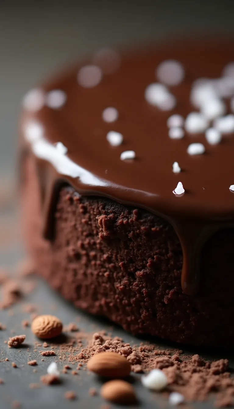 Detalle del pastel de chocolate y aceite de oliva