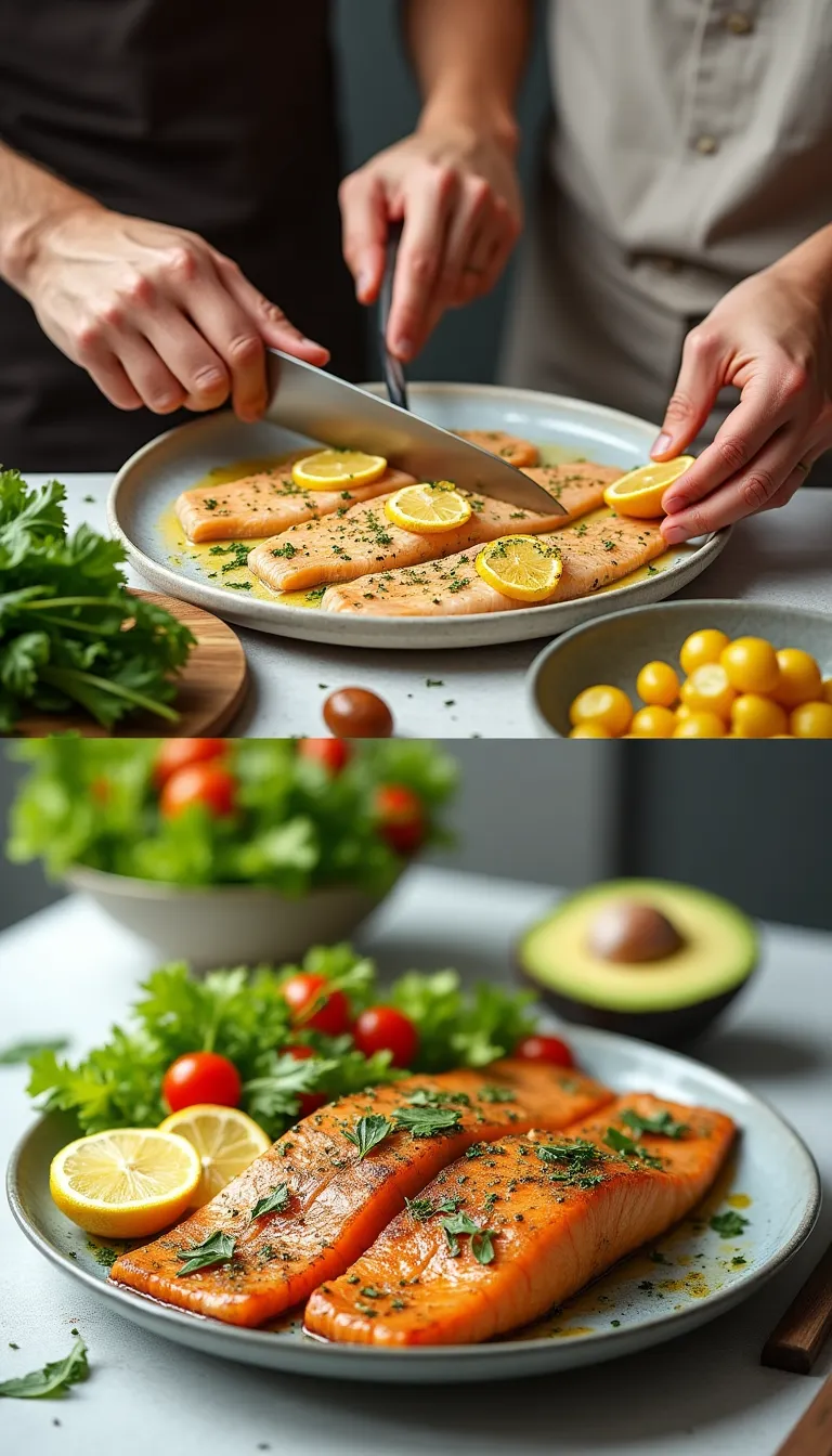 Pescado al horno con mantequilla y hierbas frescas