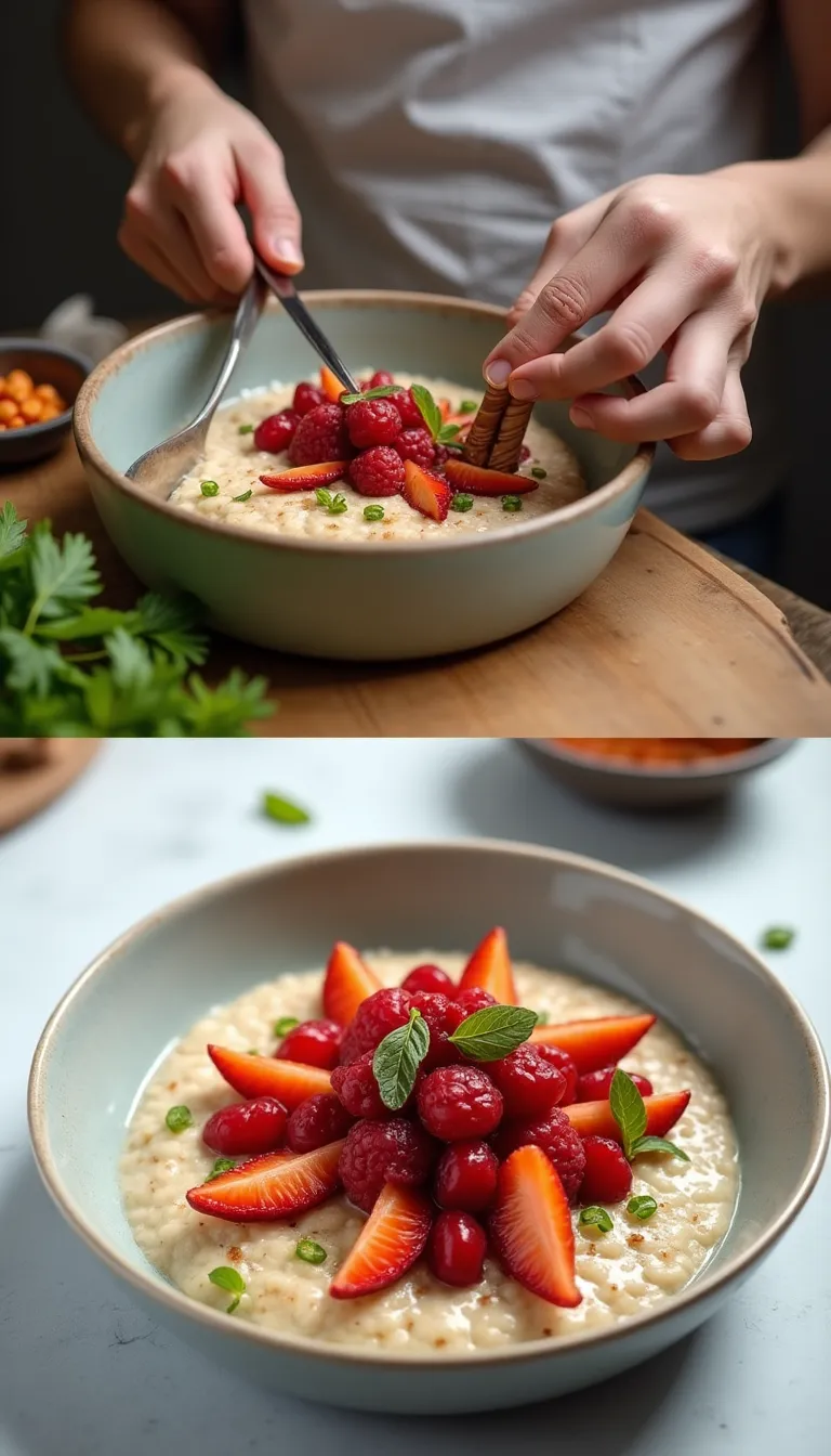 Porridge de quinua con leche de almendras y frutos rojos