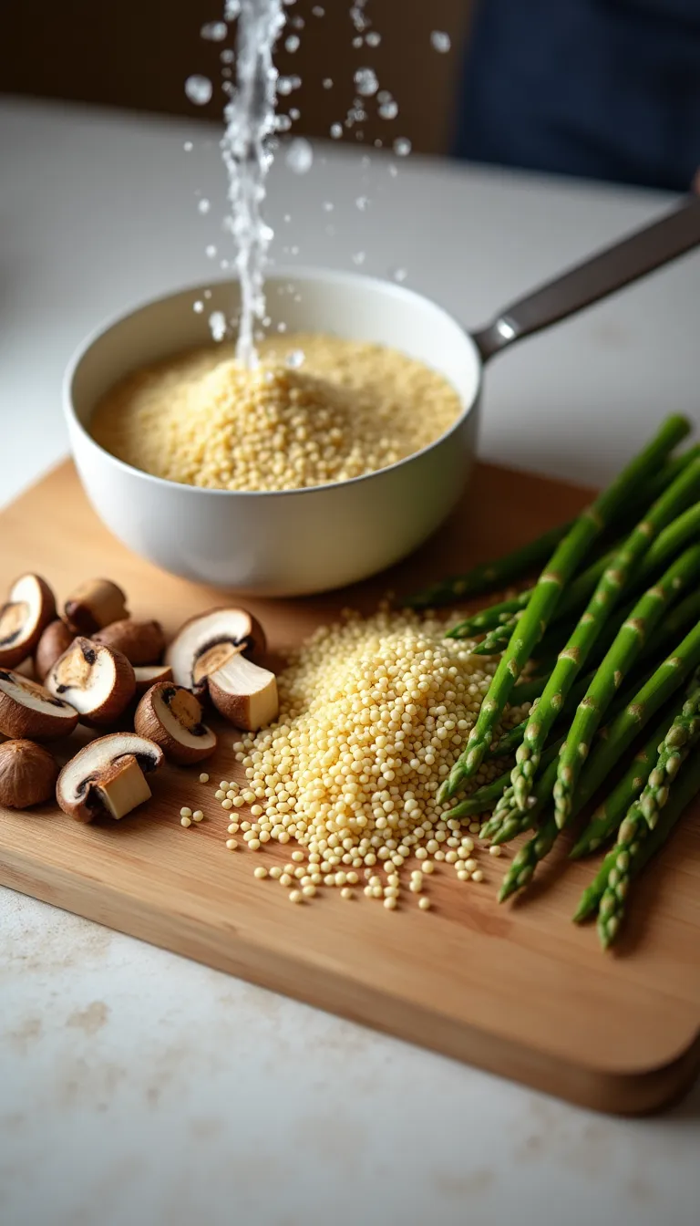 Ingredientes para quinoa roja con vegetales del bosque