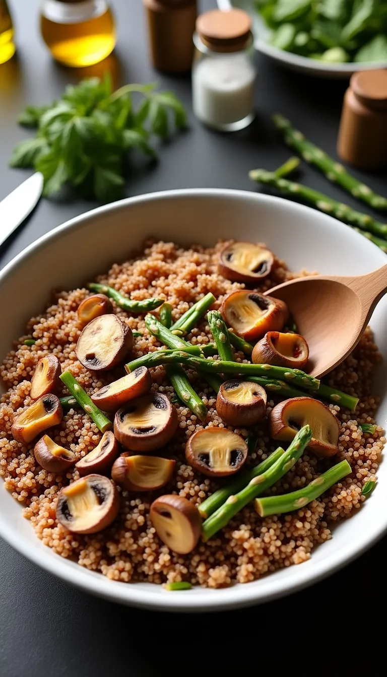 Tabla nutricional de quinoa roja con vegetales del bosque