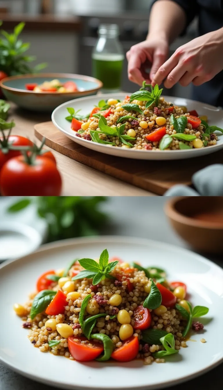 Ensalada de quinua con toque mediterráneo y yogur