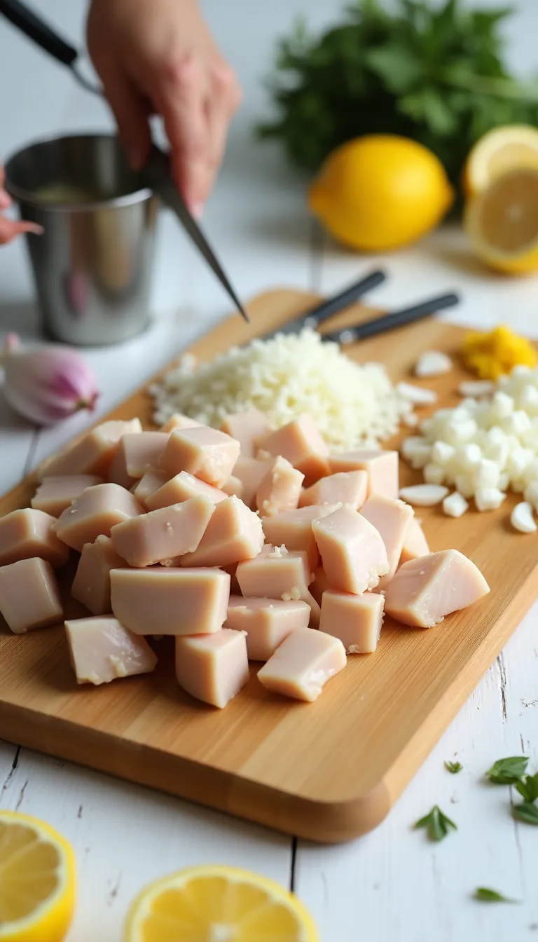 Preparando los ingredientes para el risotto con pollo al limón