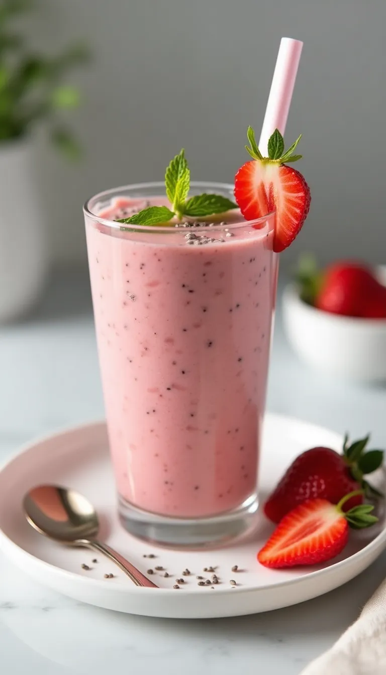 Smoothie de fresa y plátano decorado