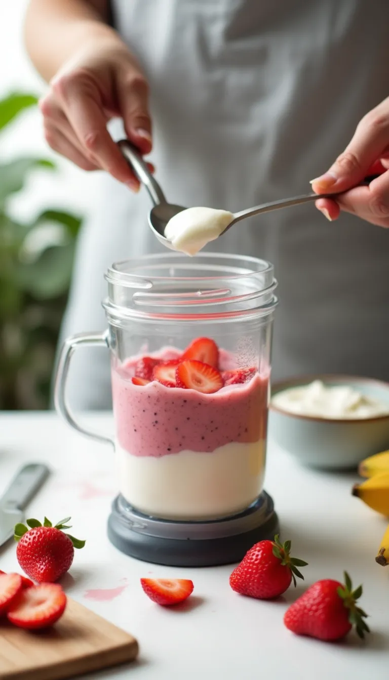 Ingredientes del smoothie de fresa y plátano