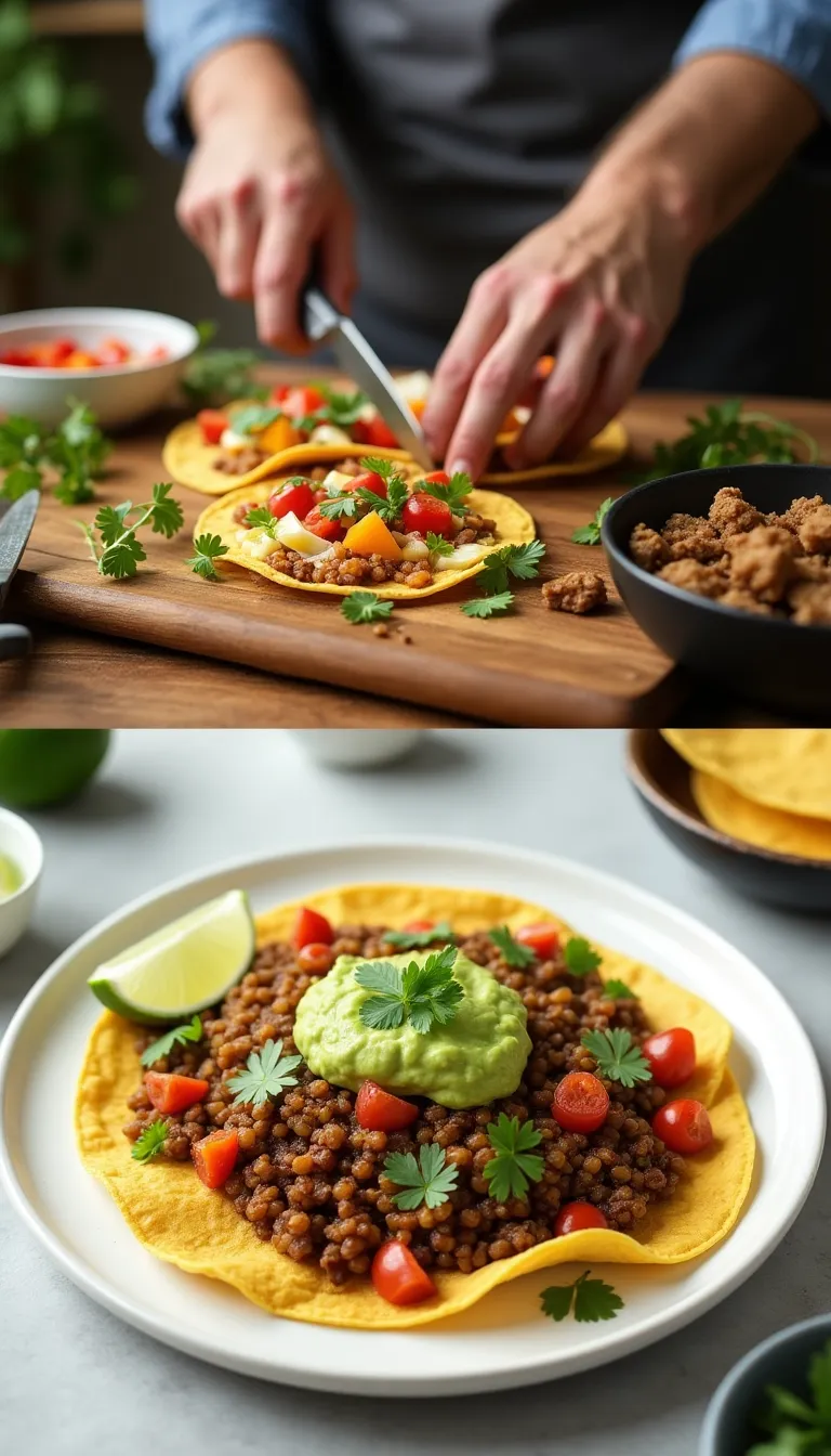 Tacos rápidos de quinua y frijoles con guacamole