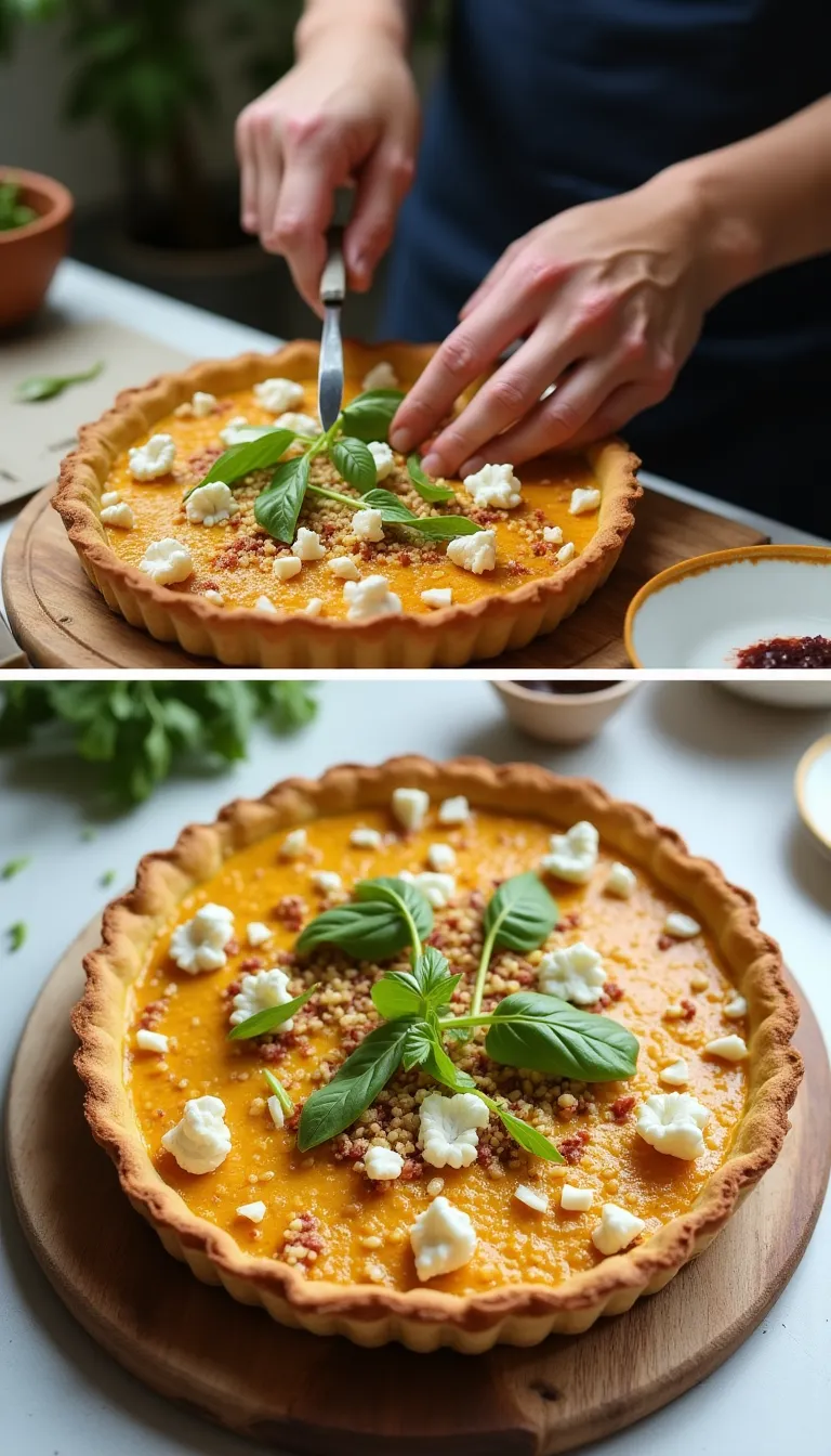 Tarta de espinacas con quinua y feta
