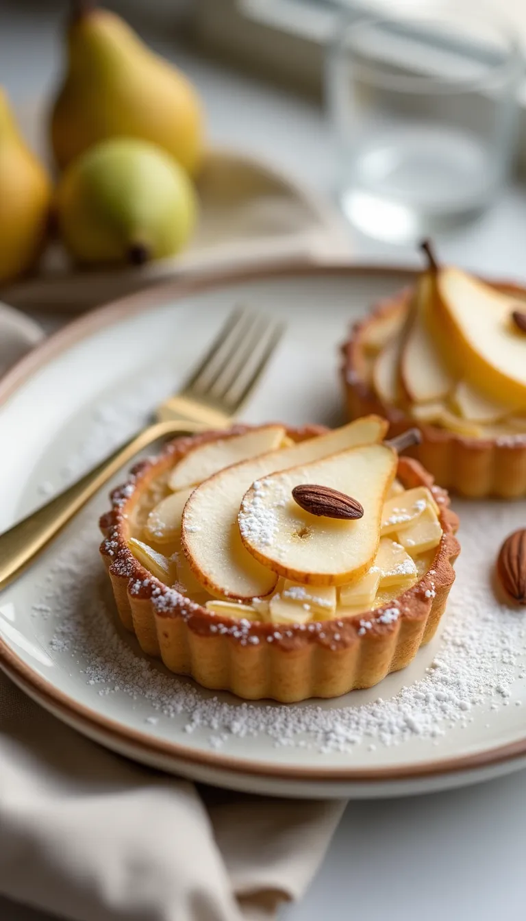 Tarta de pera y almendras lista para servir