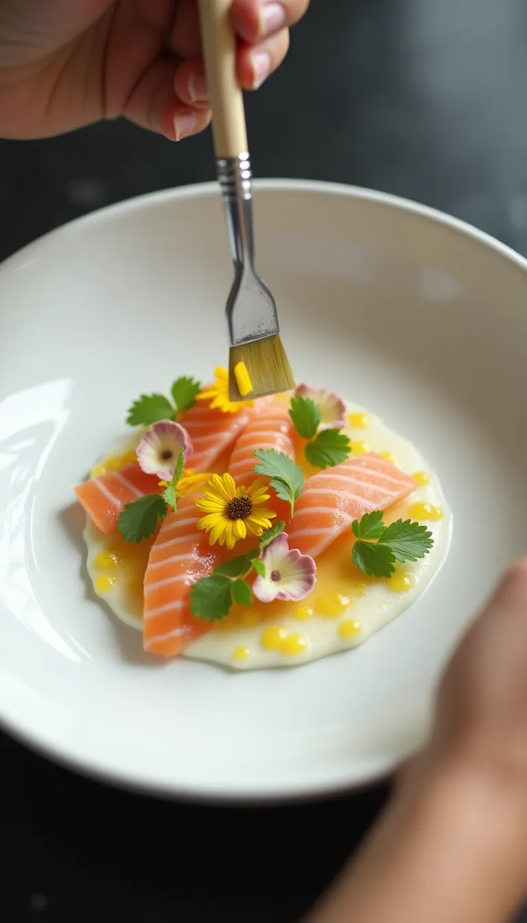 Preparación del tiradito de hamachi y ají amarillo