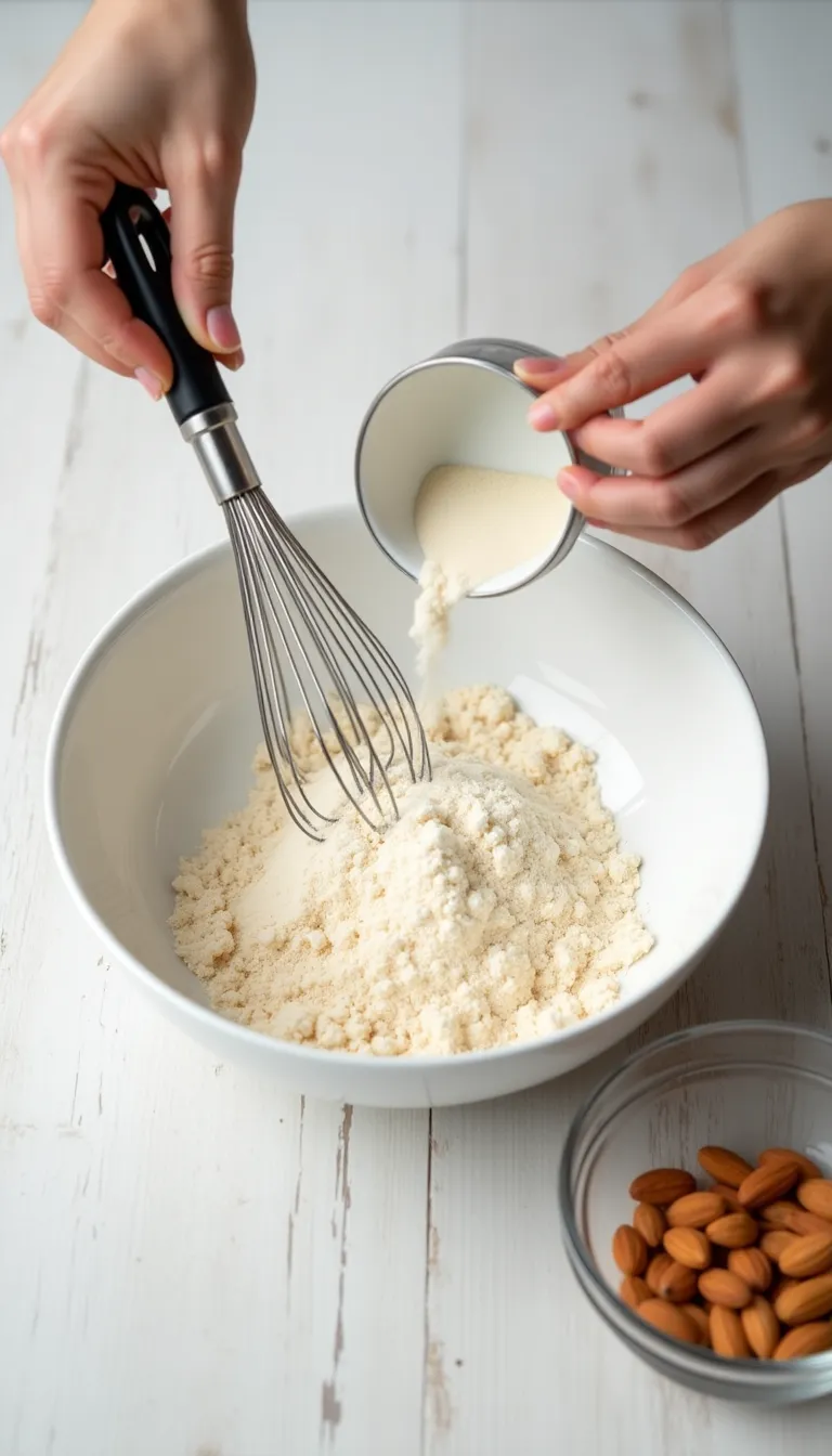Ingredientes listos para la torta de almendras keto.