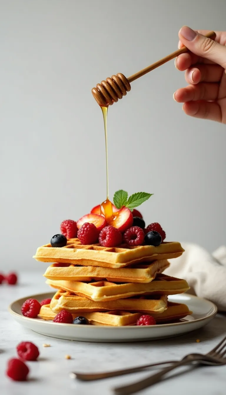 Presentación final de waffles integrales mindful