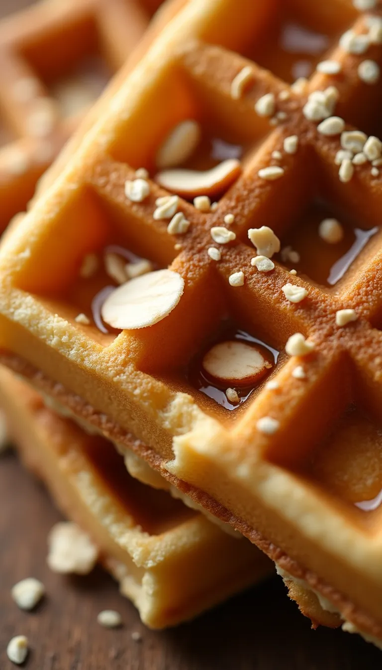 Detalle de waffles integrales servidos.
