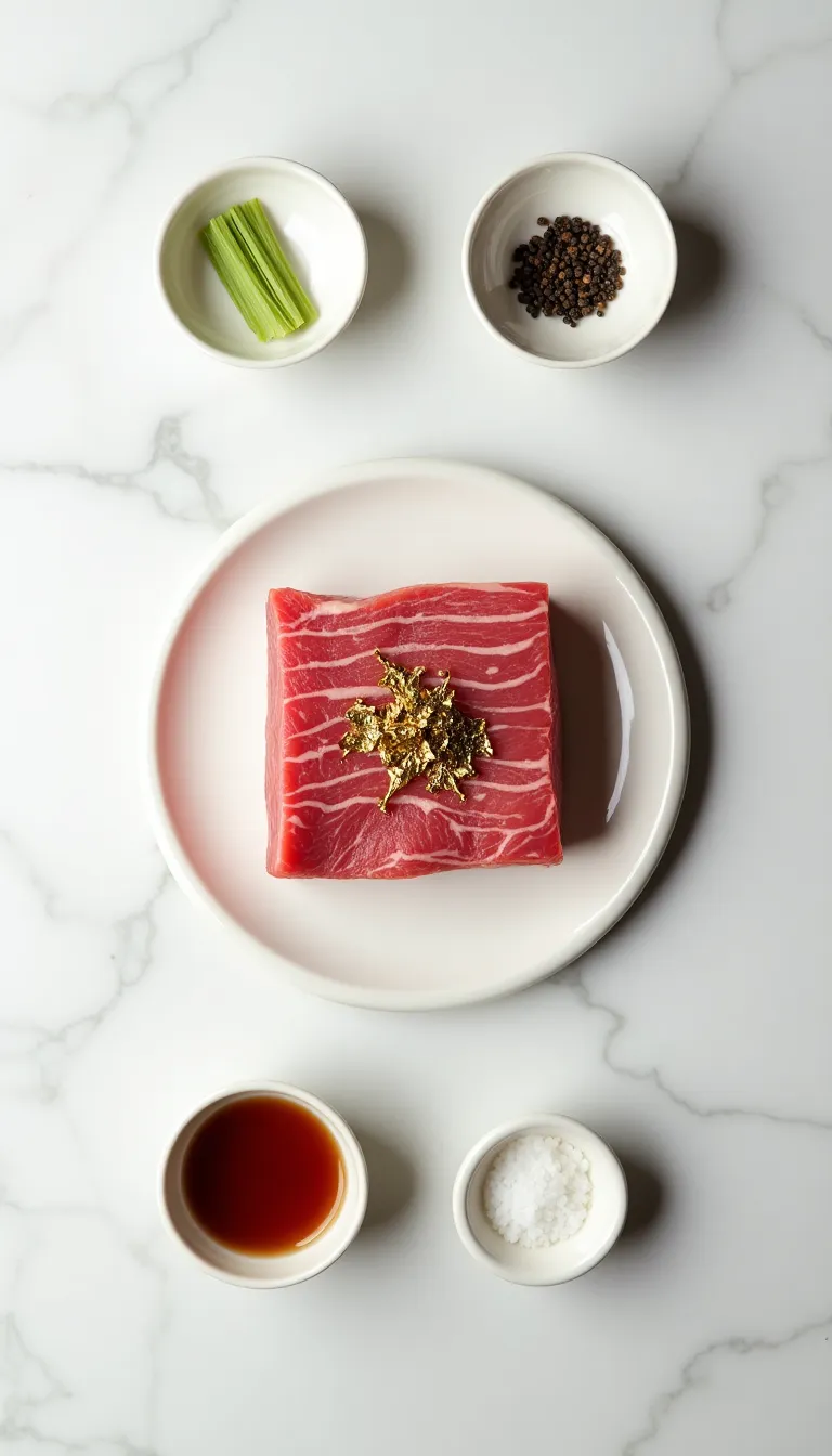 Wagyu A5 con hoja de oro y wasabi fresco