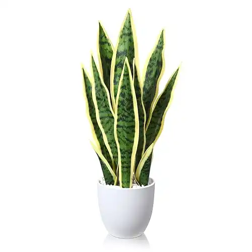 SOGUYI Plantas Artificiales Decorativas 40cm Sansevieria Decoración de Plantas Artificiales, Adecuada para la Decoración Moderna de la Oficina de la Sala de Estar del Hogar(1 Piezas)