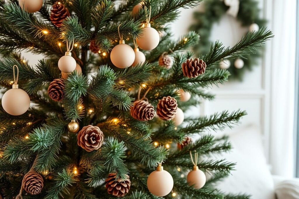 Árbol de Navidad escandinavo con elementos naturales