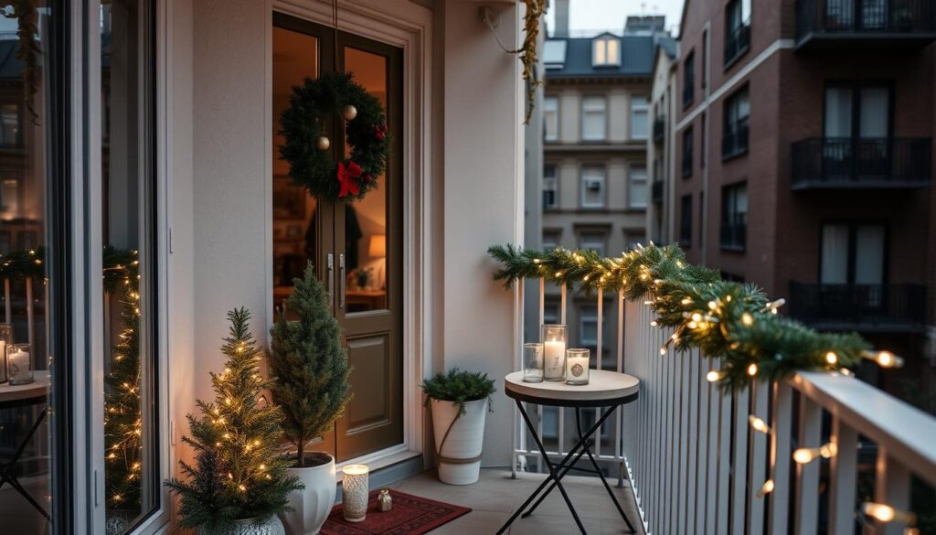 Decoración balcón pequeño navidad