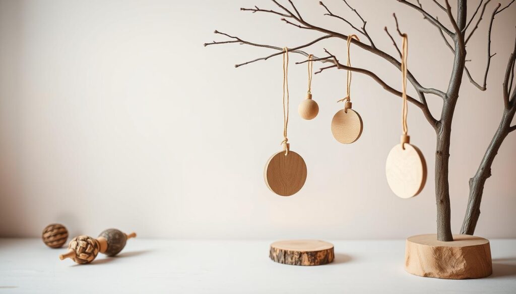 Decoración navideña minimalista con madera