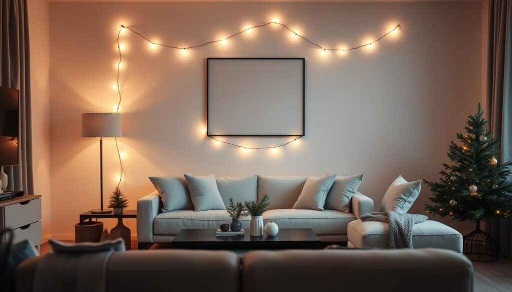 Iluminación estratégica minimalista en decoración navideña