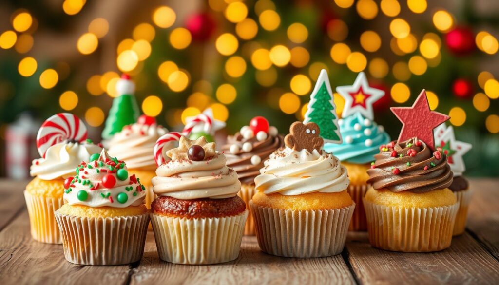Variedad de cupcakes navideños Variedad de cupcakes navideños
